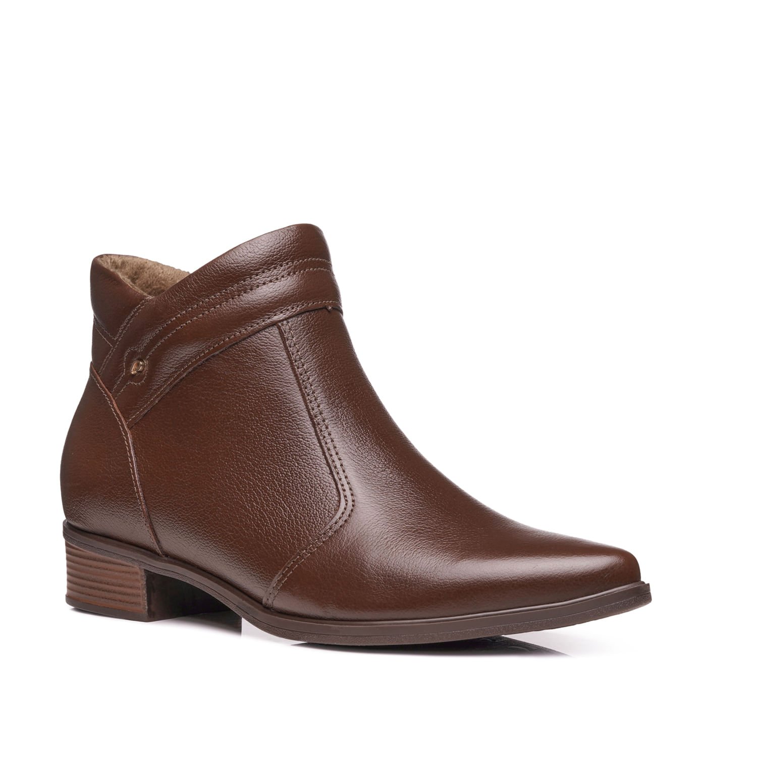Bota Pegada Feminina em Couro Pinhão Cano Curto 282504-02 Marrom 2