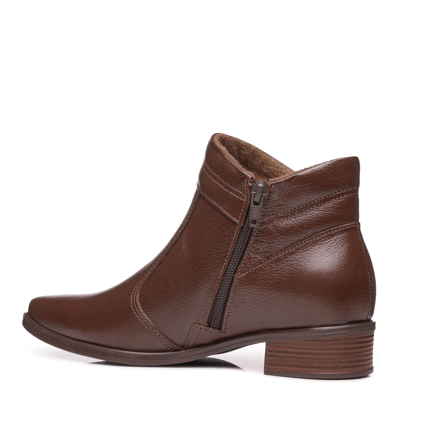 Bota Pegada Feminina em Couro Pinhão Cano Curto 282504-02 Marrom 3