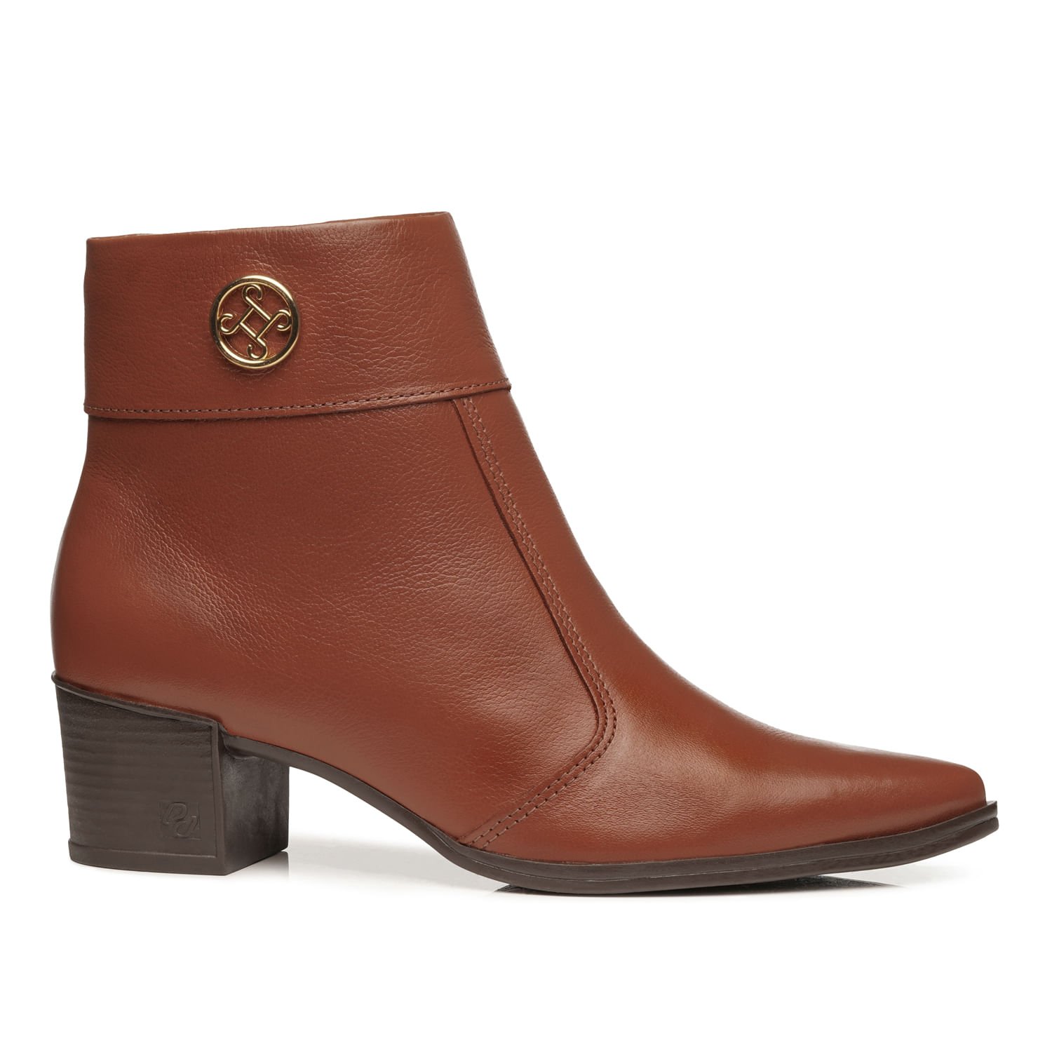 Bota Pegada Feminina em Couro Telha Cano Curto 280512-03