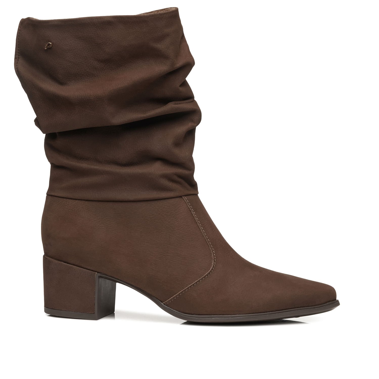 Bota Pegada Feminina em Couro Castanho Cano Médio Slouch 280901-05