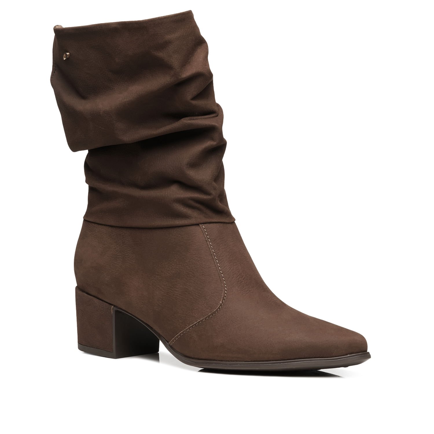 Bota Pegada Feminina em Couro Castanho Cano Médio Slouch 280901-05 Marrom 3