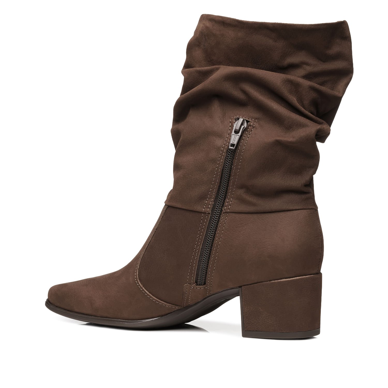 Bota Pegada Feminina em Couro Castanho Cano Médio Slouch 280901-05 Marrom 4