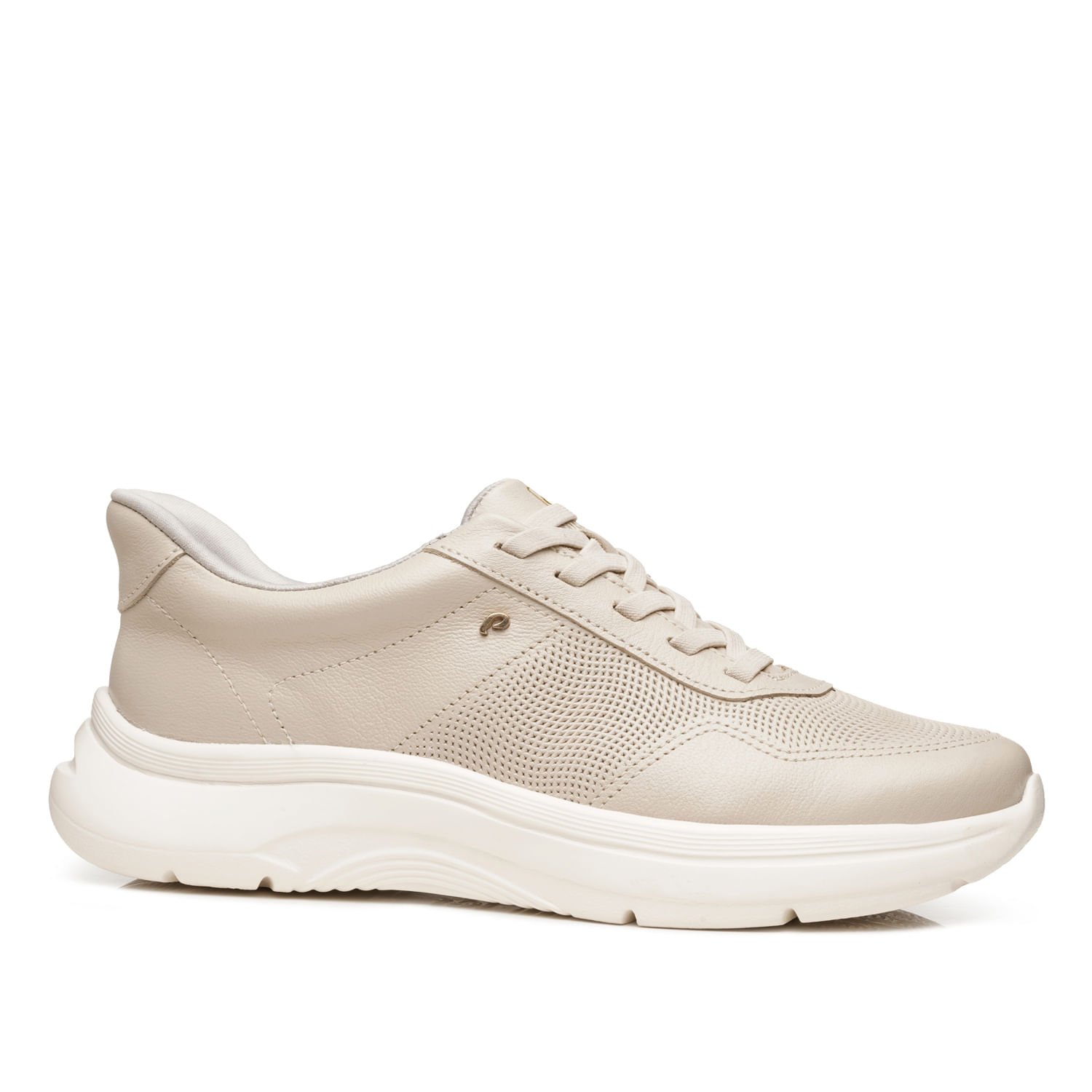 Tênis Casual Pegada Feminino em Couro Off White 211402-02