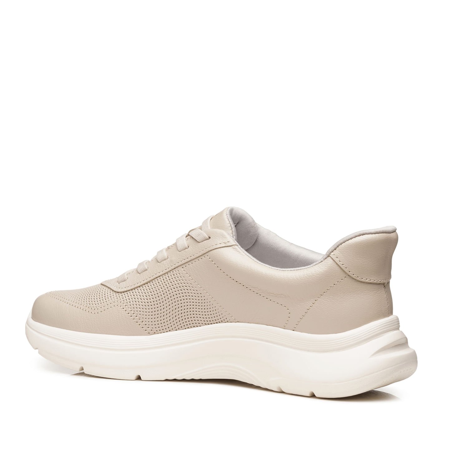 Tênis Casual Pegada Feminino em Couro Off White 211402-02 Bege 3