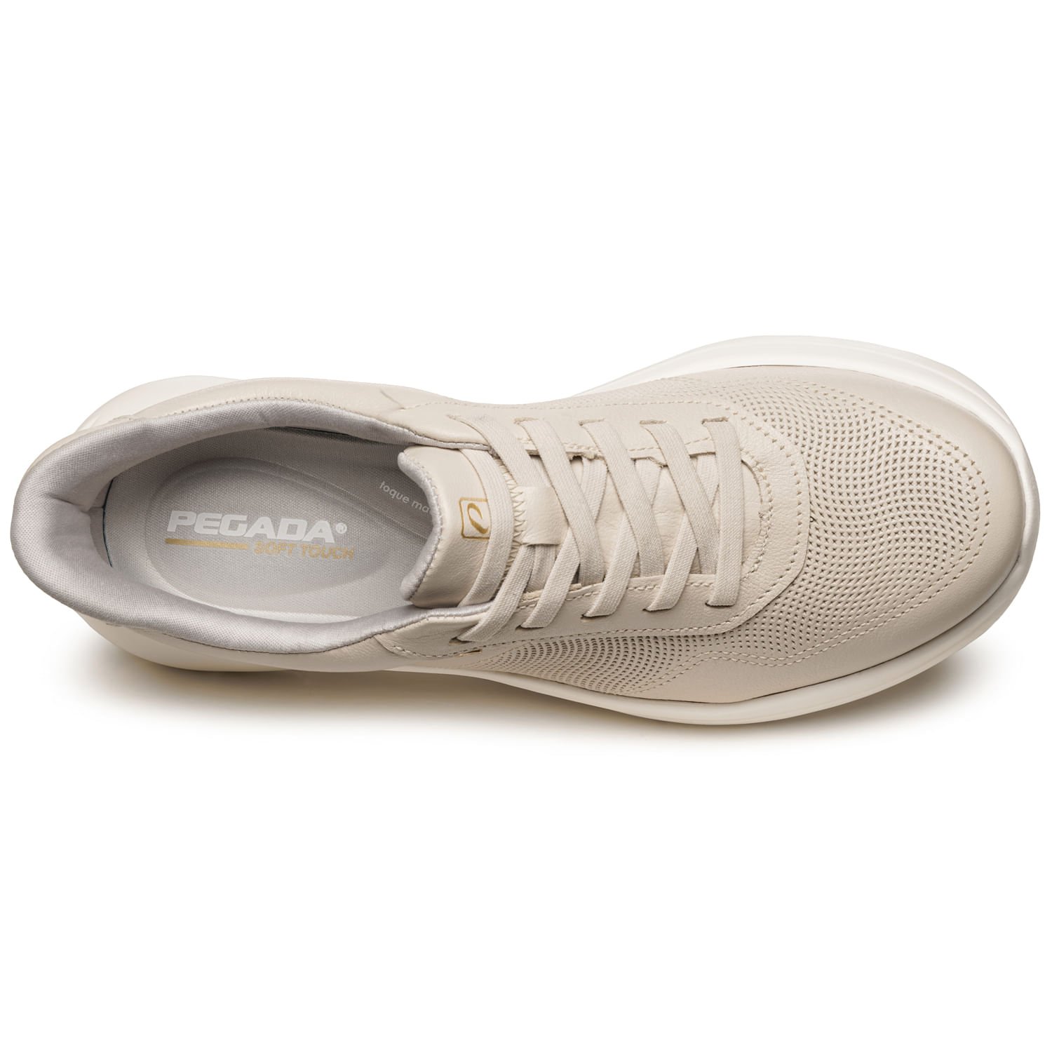 Tênis Casual Pegada Feminino em Couro Off White 211402-02 Bege 5
