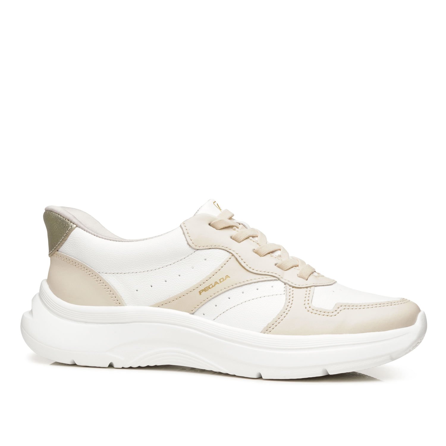 Tênis Casual Pegada Feminino em Couro Branco 211403-02