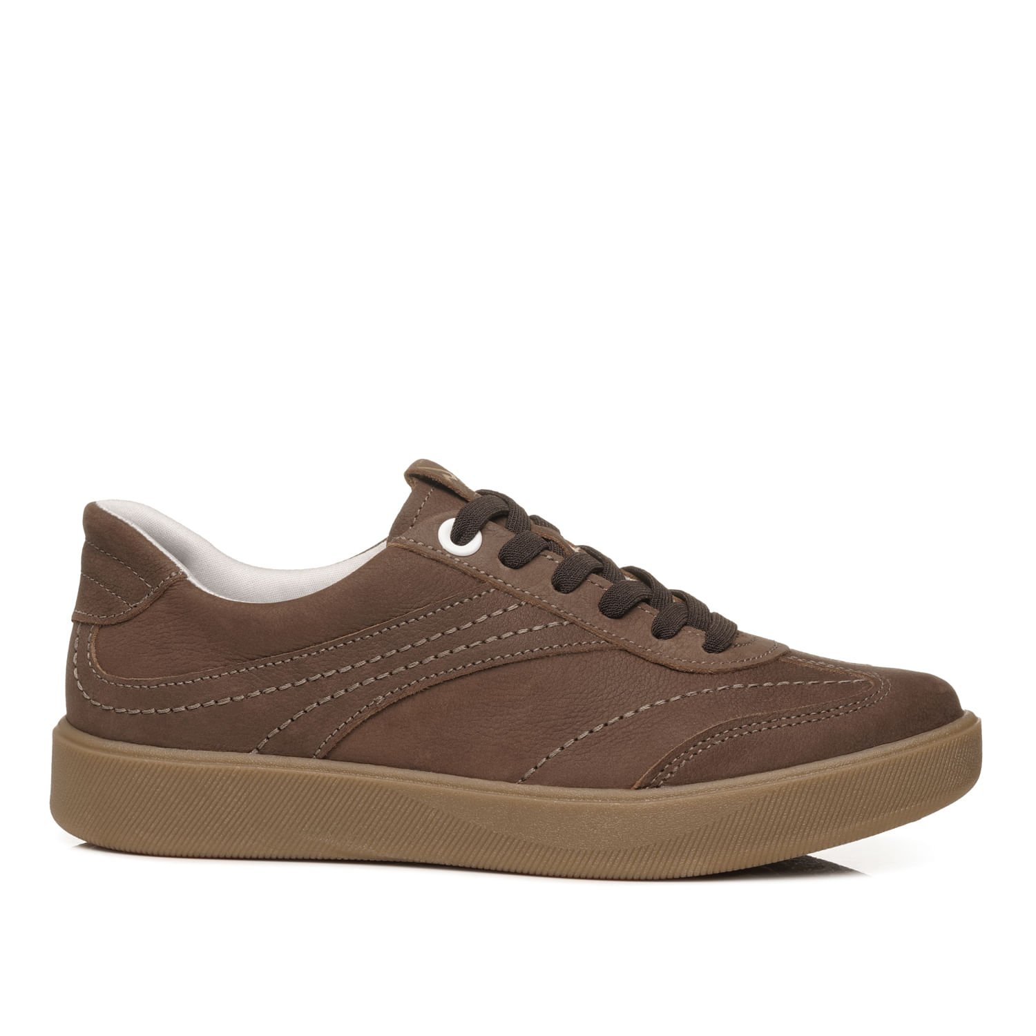 Tênis Casual Pegada Feminino em Couro Castanho 210802-11