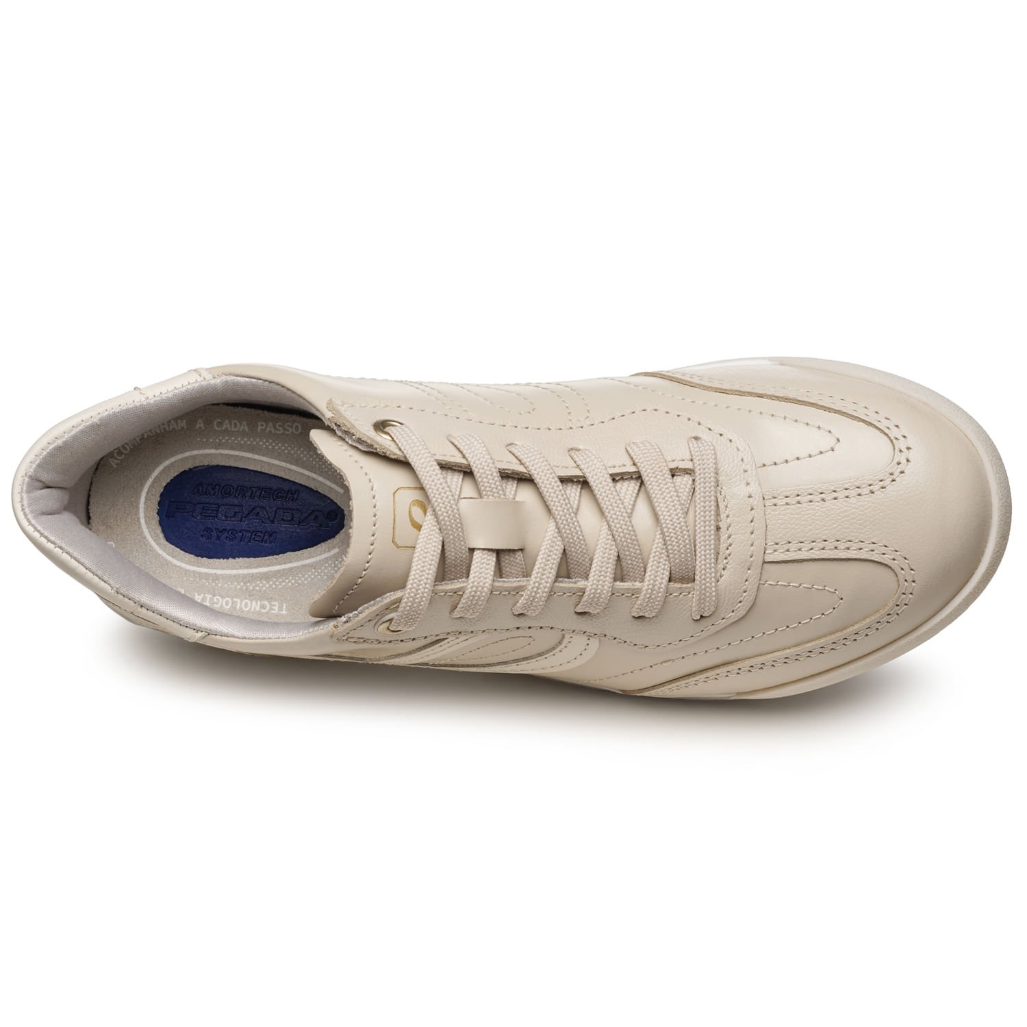 Tênis Pegada Feminino em Couro Off White 212804-13 Bege 6