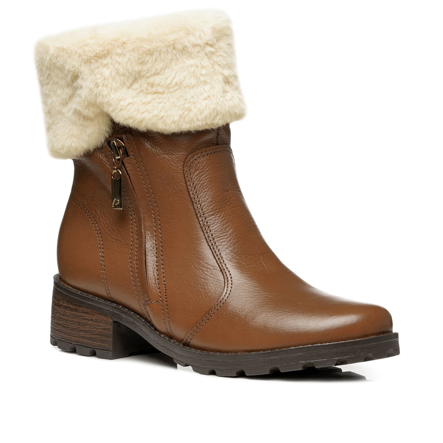 Bota Pegada Feminina em Couro Pinhão Cano Curto 281495-04 Marrom 3