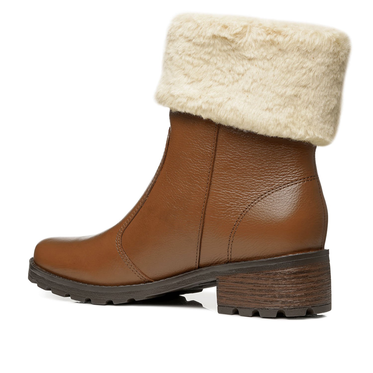 Bota Pegada Feminina em Couro Pinhão Cano Curto 281495-04 Marrom 4