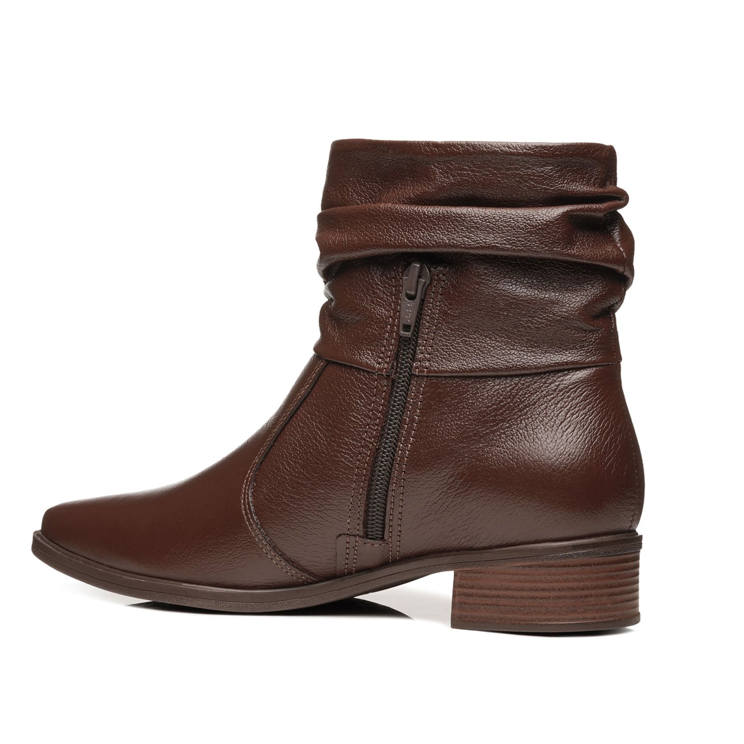Bota Pegada Feminina em Couro Pinhão Cano Curto Slouch 282501-02 Marrom 3