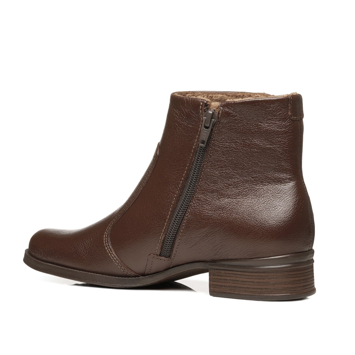 Bota Pegada Feminina em Couro Pinhão Cano Curto 282008-06 Marrom 3
