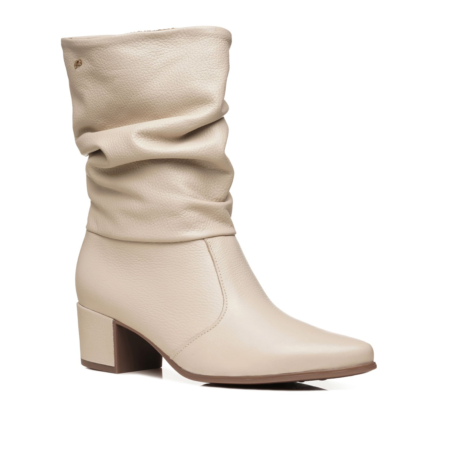 Bota Pegada Feminina em Couro Off White Cano Médio Slouch 280901-08 Branco 2