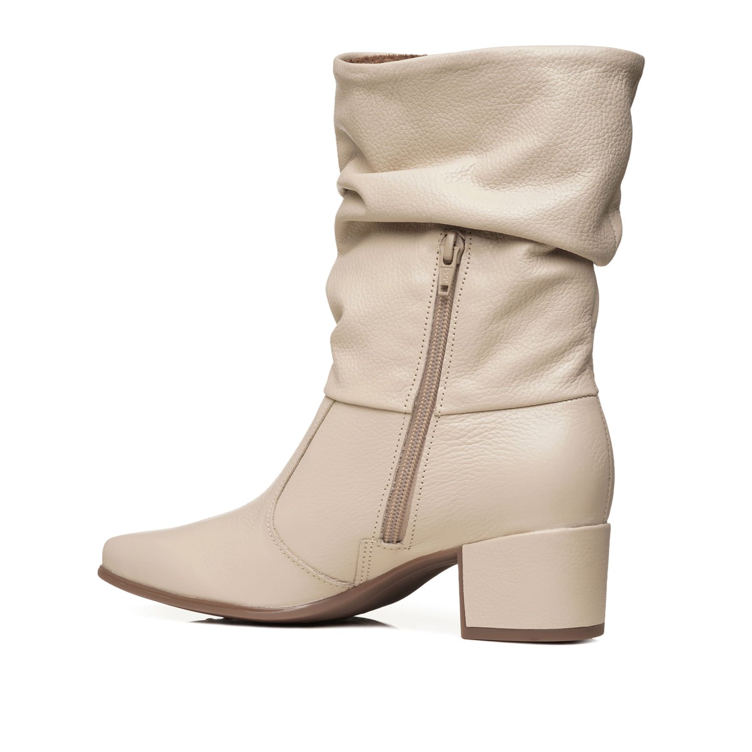 Bota Pegada Feminina em Couro Off White Cano Médio Slouch 280901-08 Branco 3