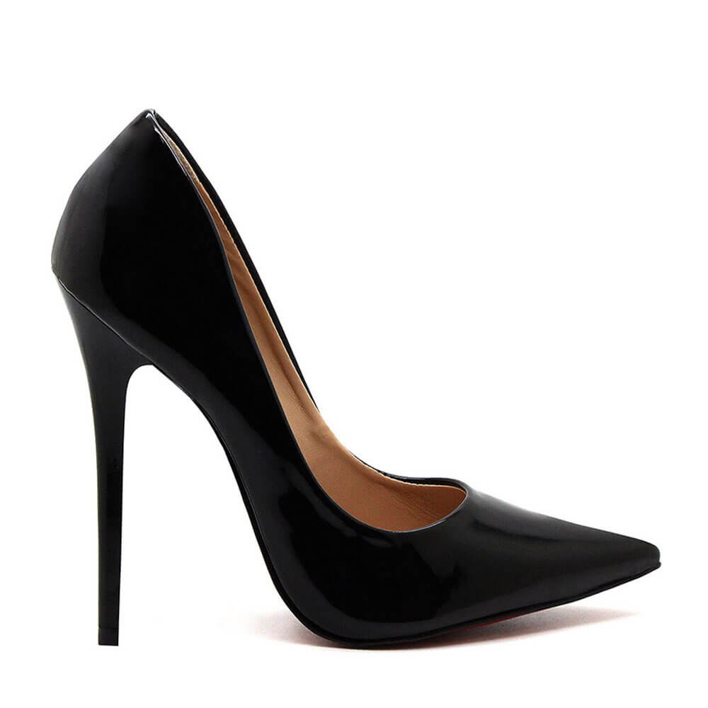 Scarpin Royalz Verniz Sola Vermelha Salto Fino Celine Preto