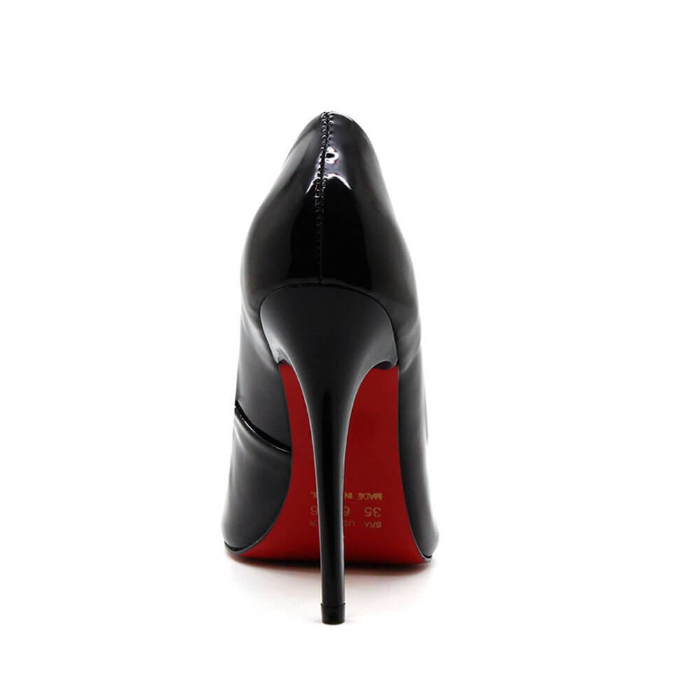 Scarpin Royalz Verniz Sola Vermelha Salto Fino Celine Preto Preto 2