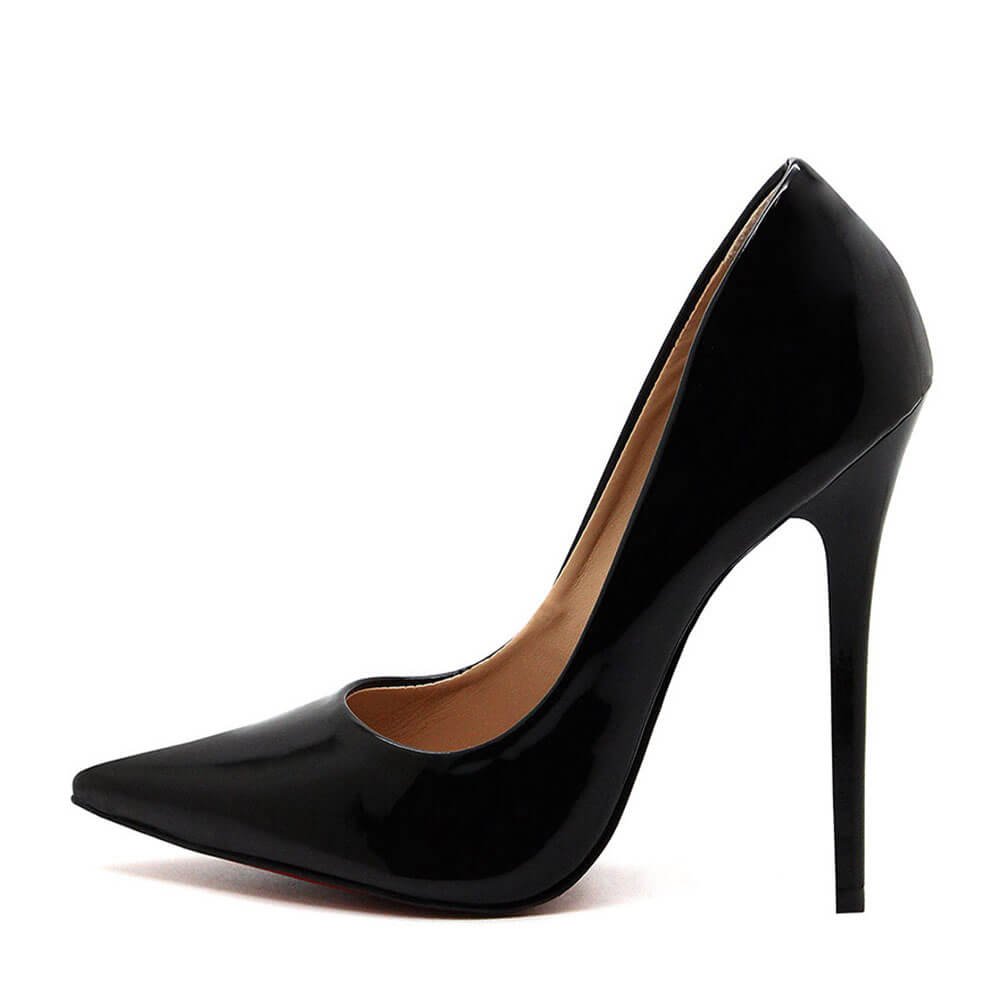 Scarpin Royalz Verniz Sola Vermelha Salto Fino Celine Preto Preto 5