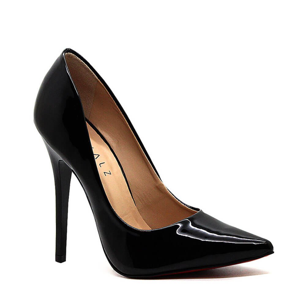Scarpin Royalz Verniz Sola Vermelha Salto Fino Celine Preto Preto 3