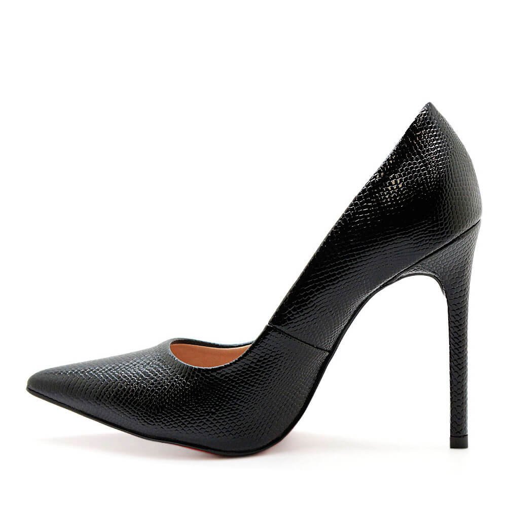 Scarpin Royalz Cobra Sola Vermelha Salto Alto Fino Celine Preto Preto 3