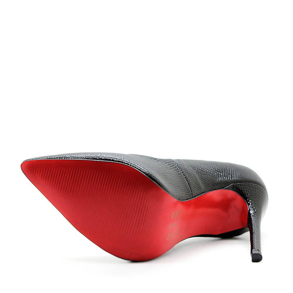 Scarpin Royalz Cobra Sola Vermelha Salto Alto Fino Celine Preto Preto 4