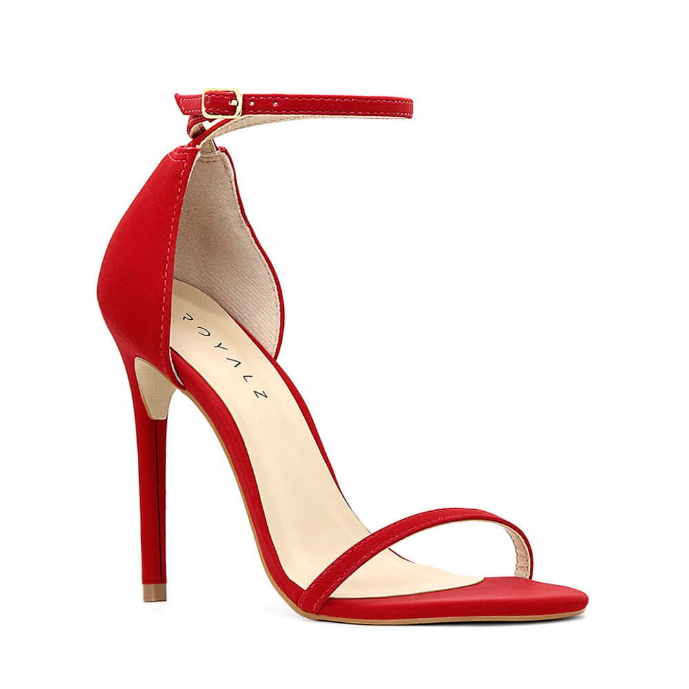 Sandália Royalz Nobuck Paola Salto Alto Fino Tira Vermelha Vermelho 4