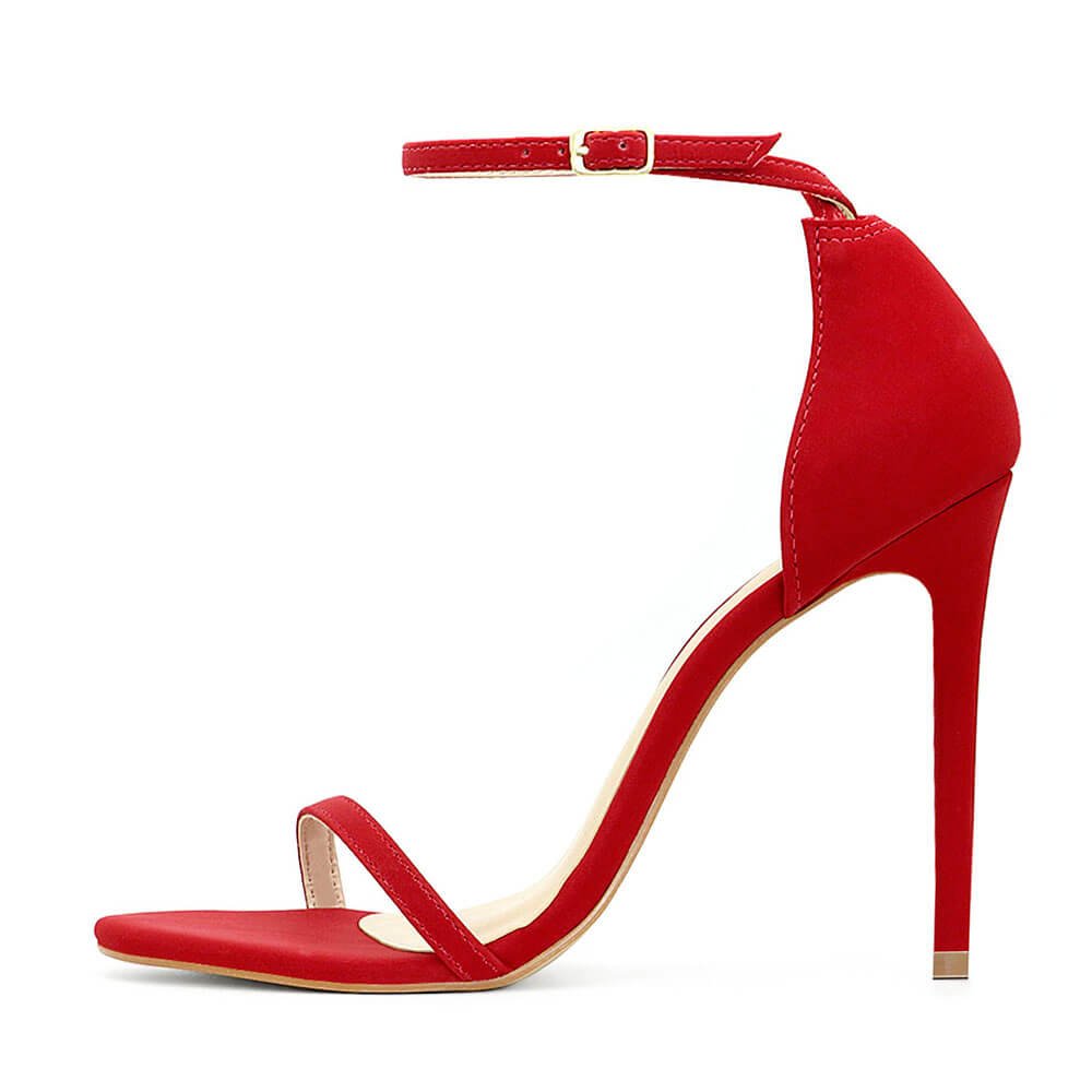Sandália Royalz Nobuck Paola Salto Alto Fino Tira Vermelha Vermelho 5
