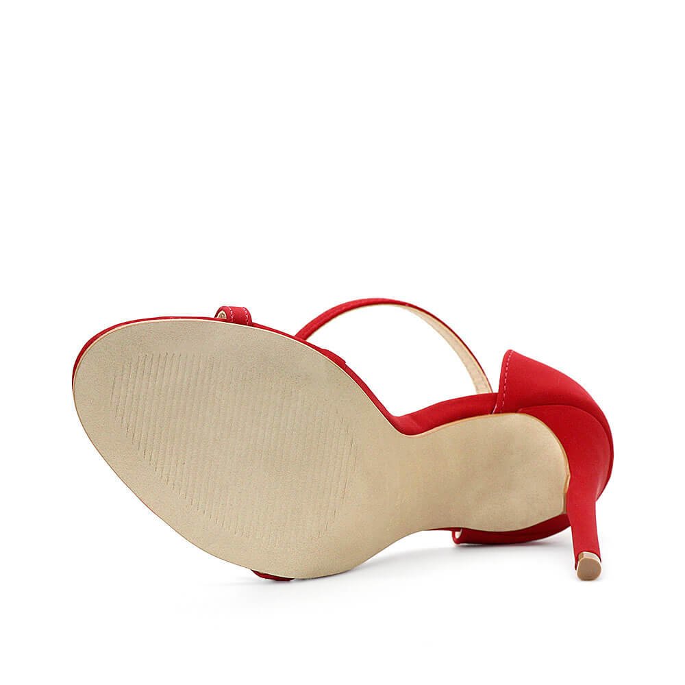 Sandália Royalz Nobuck Paola Salto Alto Fino Tira Vermelha Vermelho 6