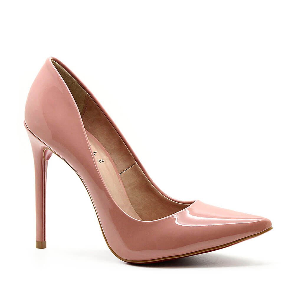 Scarpin Royalz Verniz Sola Vermelha Salto Alto Fino Celine Nude Rosé Rosa 2