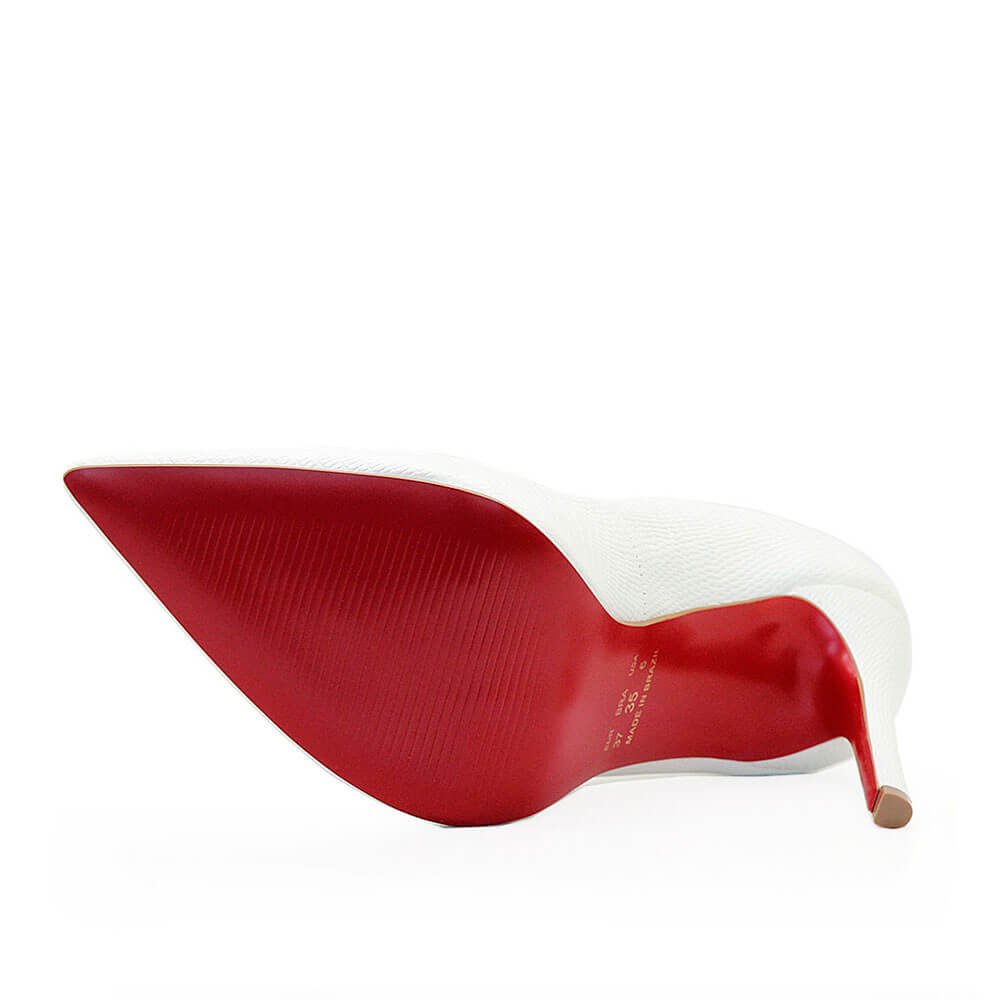 Scarpin Royalz Cobra Sola Vermelha Salto Alto Fino Celine Branco Branco 4