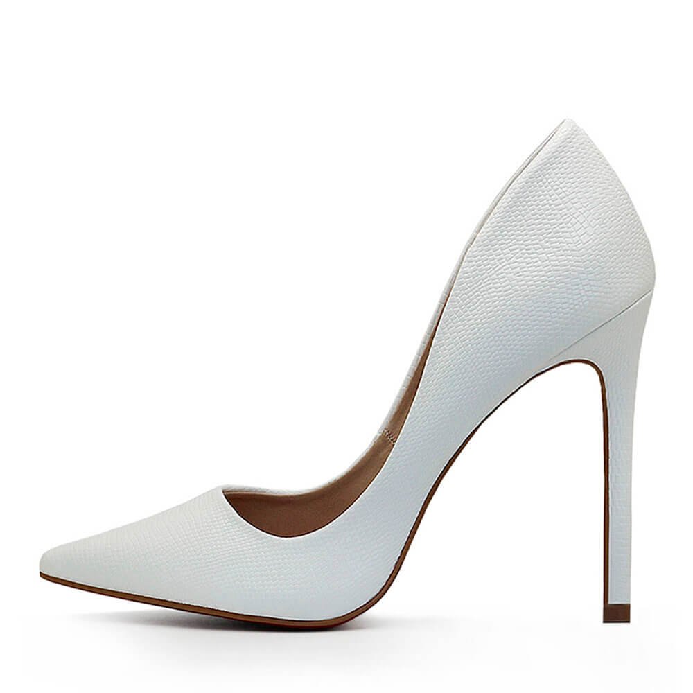 Scarpin Royalz Cobra Sola Vermelha Salto Alto Fino Celine Branco Branco 3