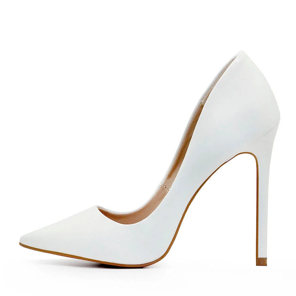 Scarpin Royalz Verniz Sola Vermelha Salto Alto Fino Celine Branco Branco 5