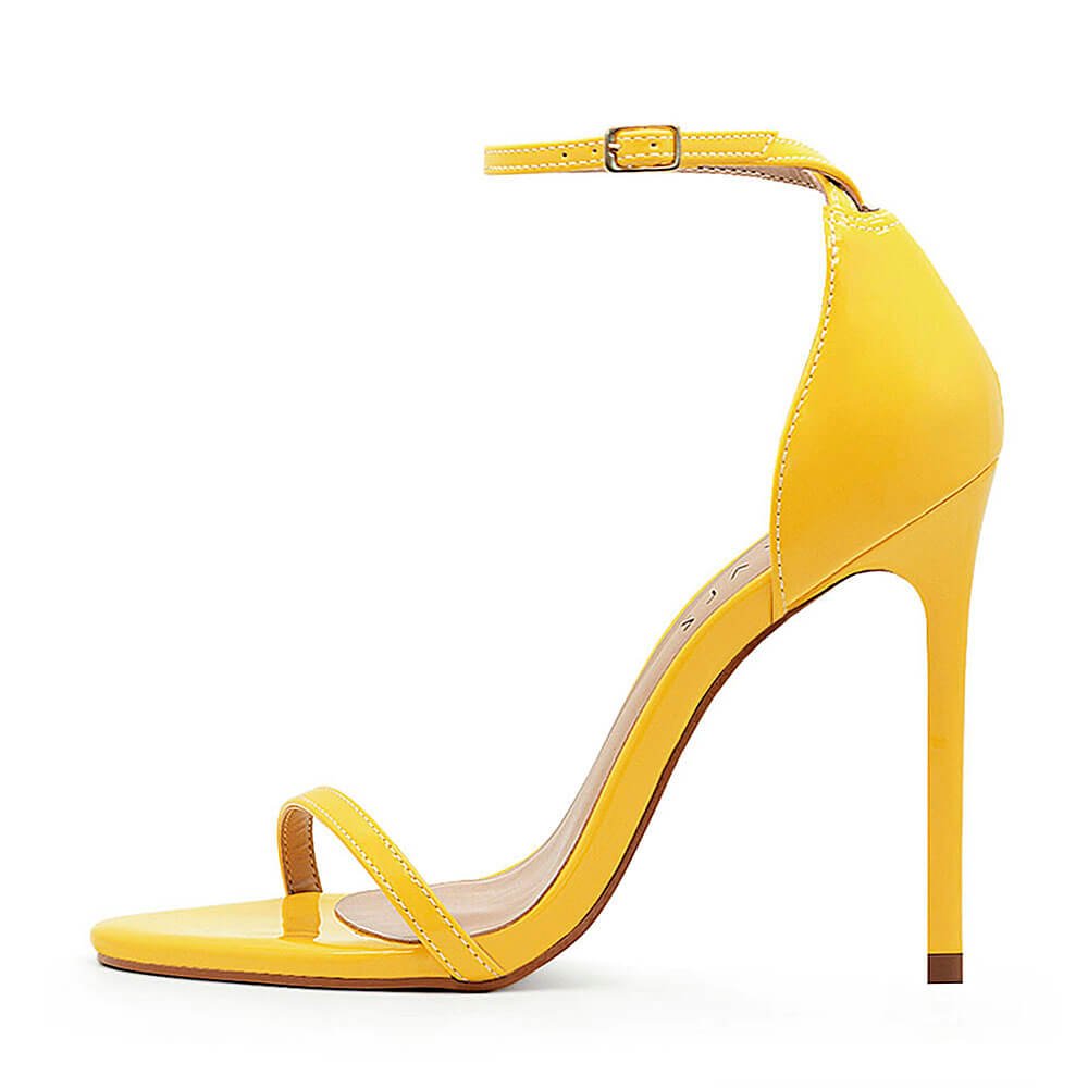 Sandália Royalz Verniz Paola Salto Alto Fino Tira Amarela Escuro Amarelo 4