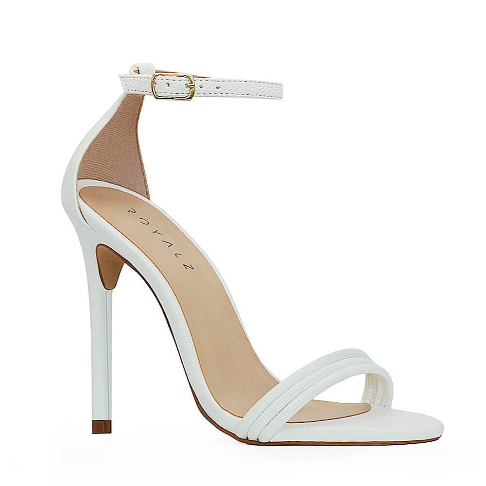 Sandália Royalz Cobra Victoria Salto Alto Fino Ttira Branca Branco 3