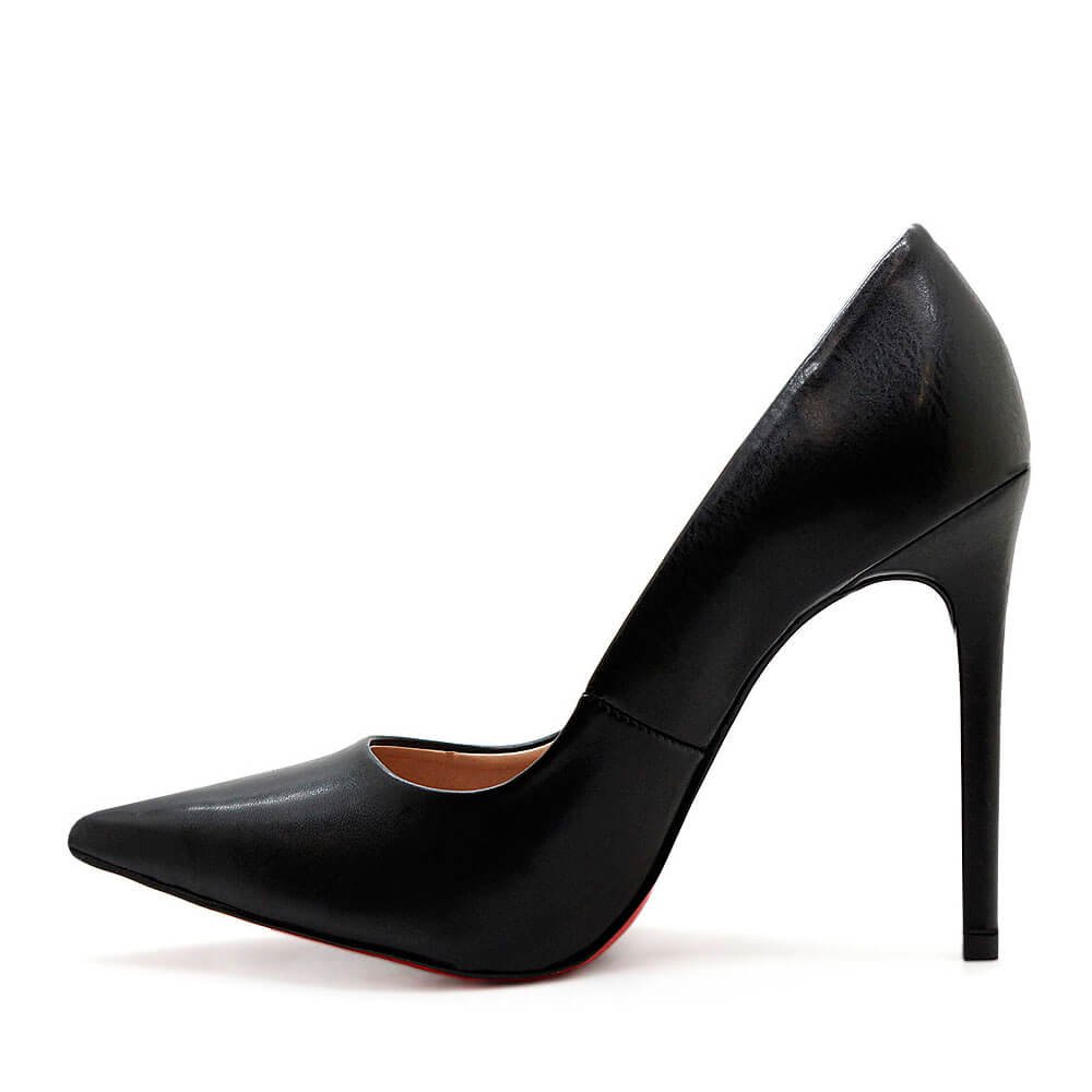 Scarpin Royalz Liso Sola Vermelha Salto Alto Fino Celine Preto Preto 3