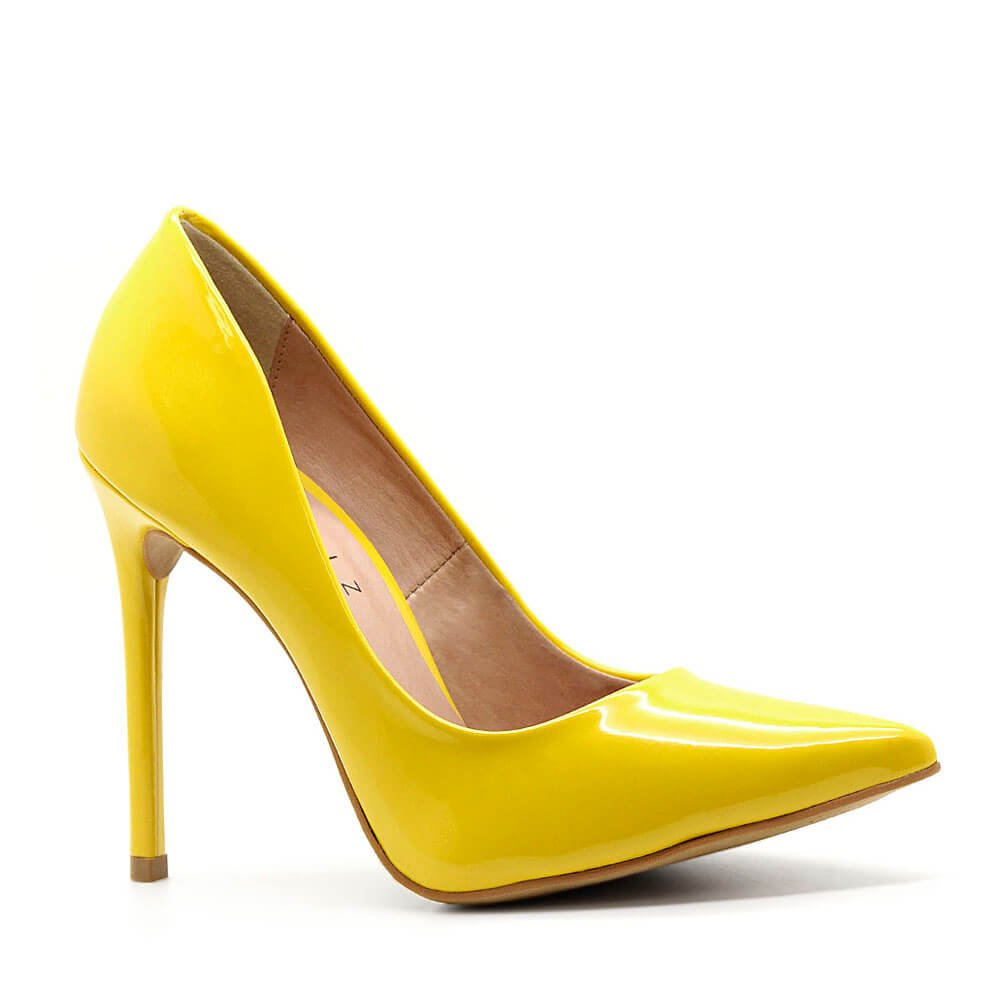 Scarpin Royalz Verniz Salto Alto Fino Celine Amarelo Amarelo 2