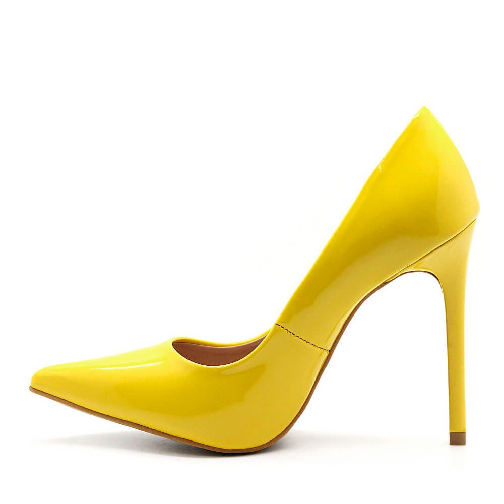 Scarpin Royalz Verniz Salto Alto Fino Celine Amarelo Amarelo 3