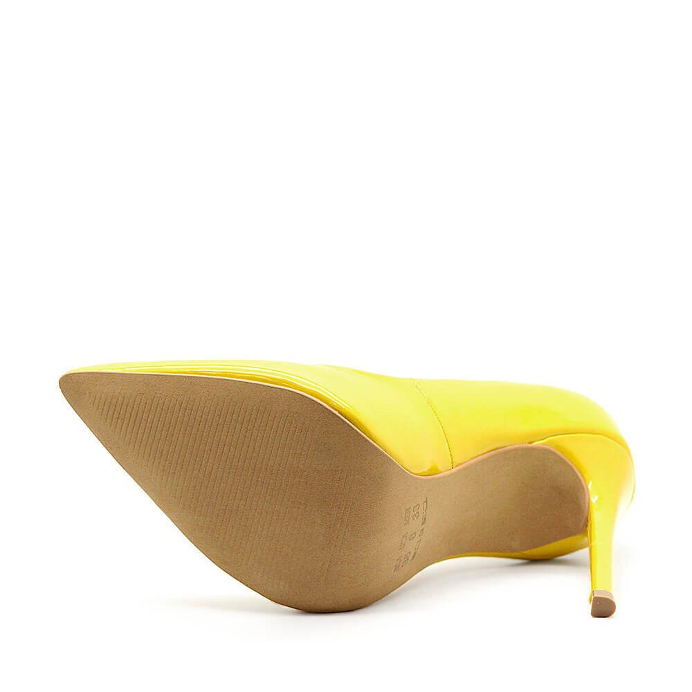 Scarpin Royalz Verniz Salto Alto Fino Celine Amarelo Amarelo 4