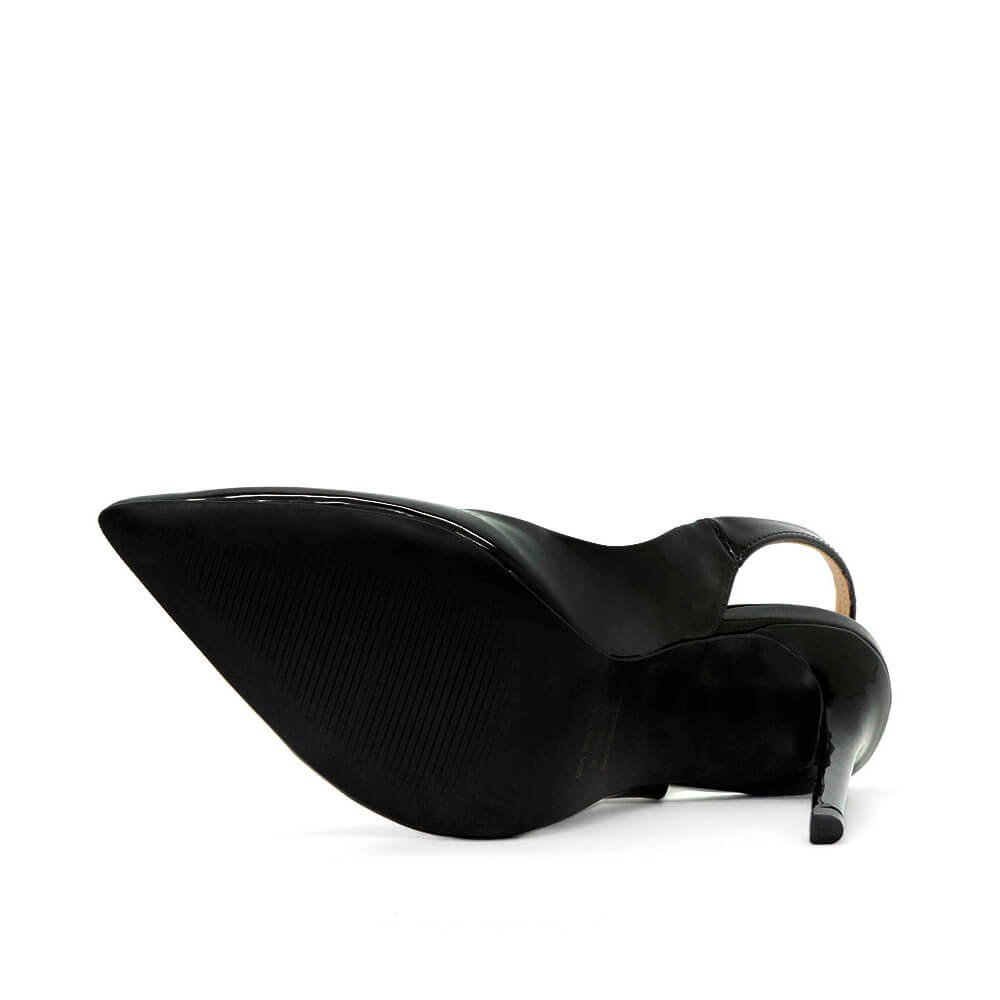 Scarpin Royalz Verniz Salto Alto Fino Celine Slingback Preto Preto 4