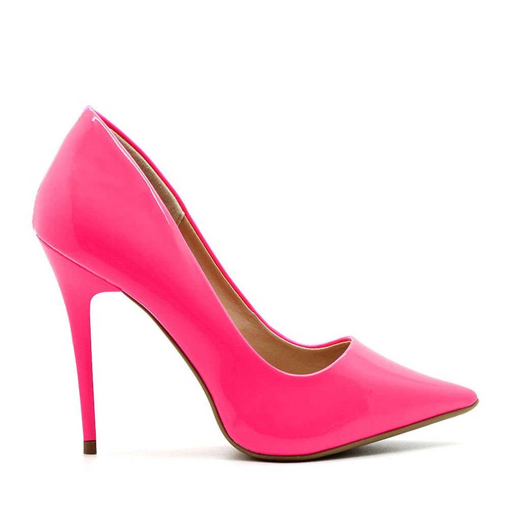 Scarpin Royalz Verniz Neon Fluorescente Penélope Pink Rosa 1