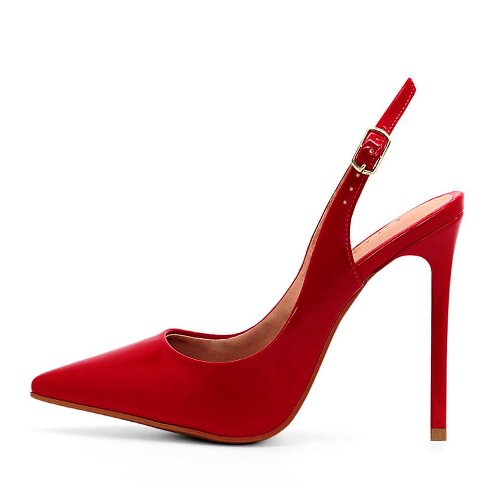 Scarpin Royalz Verniz Salto Alto Fino Celine Slingback Vermelho Vermelho 3