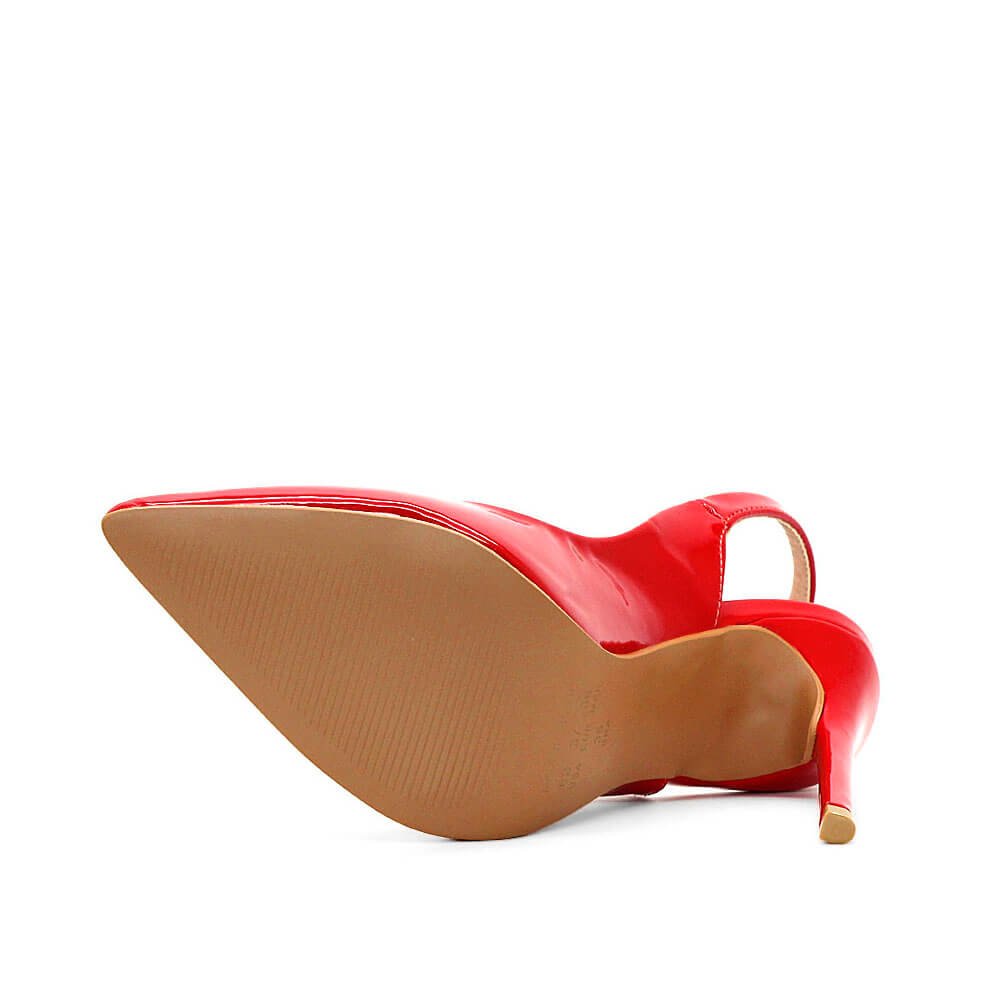 Scarpin Royalz Verniz Salto Alto Fino Celine Slingback Vermelho Vermelho 4