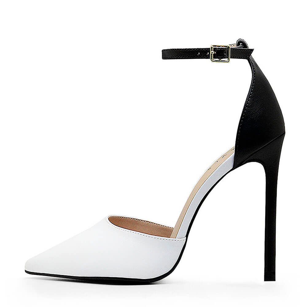 Scarpin Royalz Ankle Strap Liso Salto Alto Fino Lana Off White Branco 4