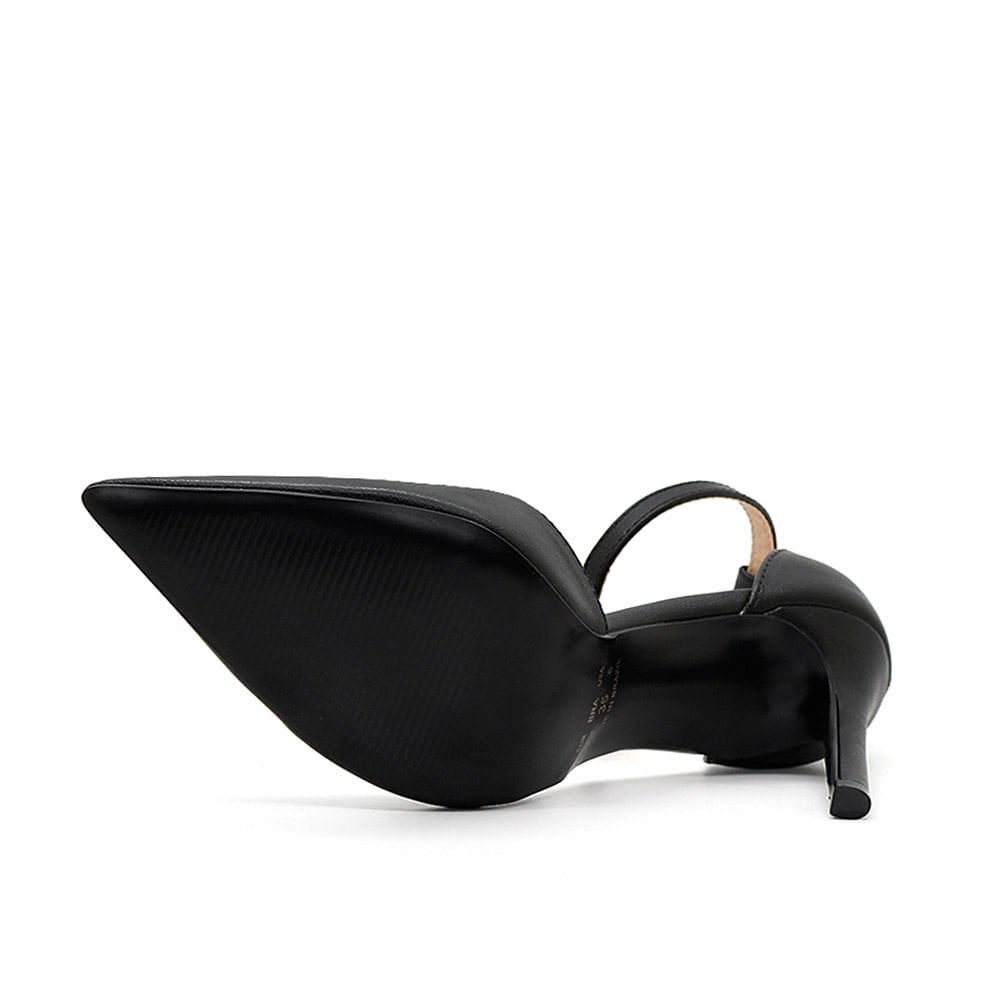 Scarpin Royalz Ankle Strap Liso Salto Alto Fino Lana Preto Preto 4