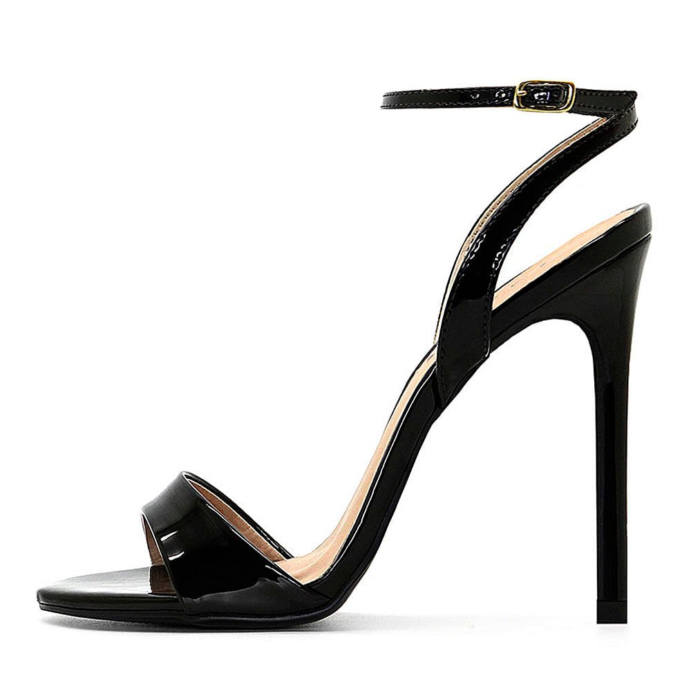 Sandália Royalz Verniz Laura Salto Alto Fino Preta Preto 3