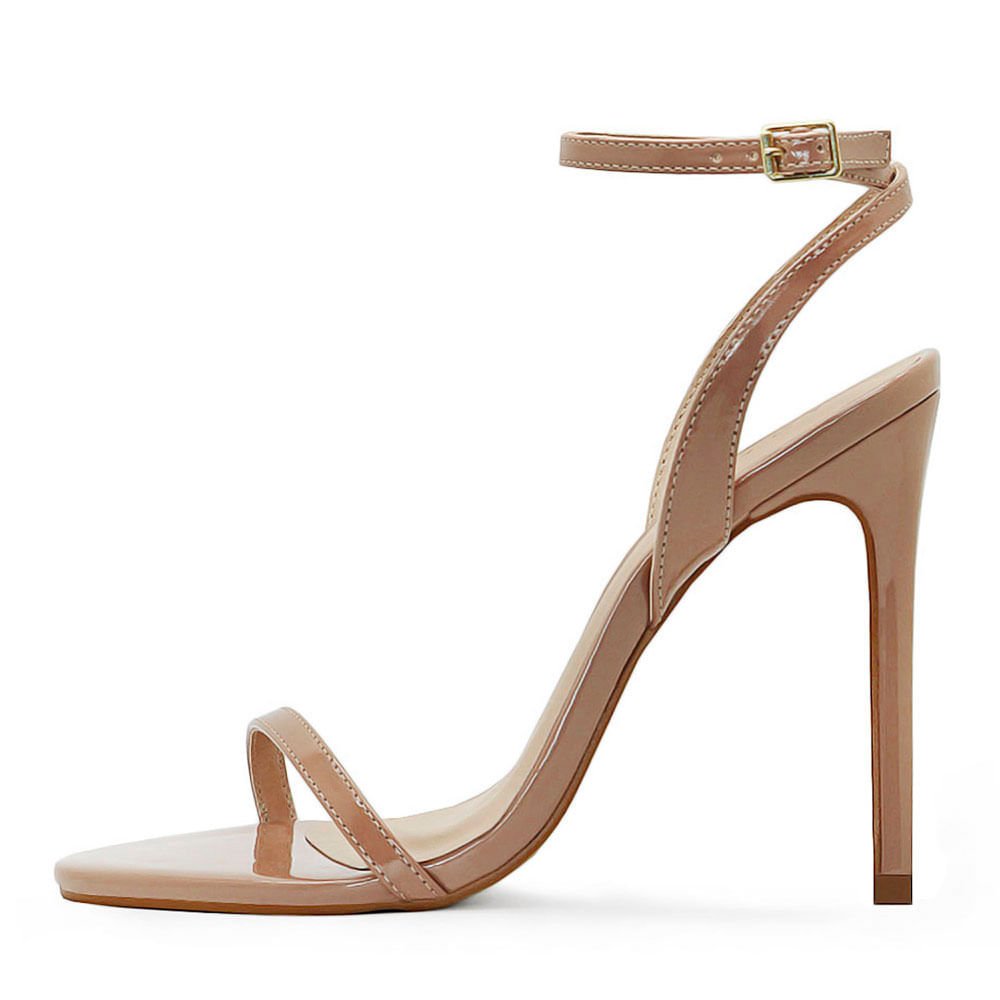 Sandália Royalz Verniz Liz Salto Alto Fino Nude Escuro Bege 4