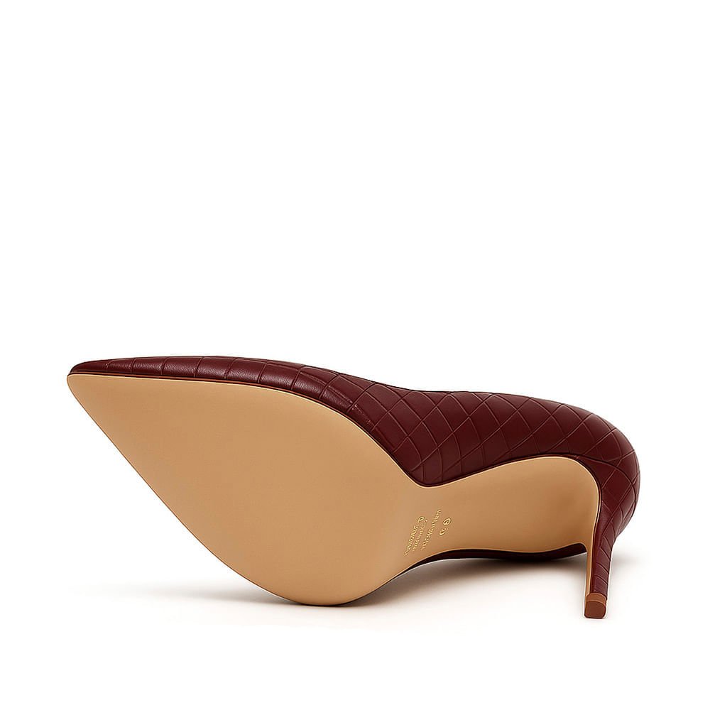 Scarpin Royalz Croco Salto Alto Fino Celine Curvas Vinho Bordô Vermelho 4