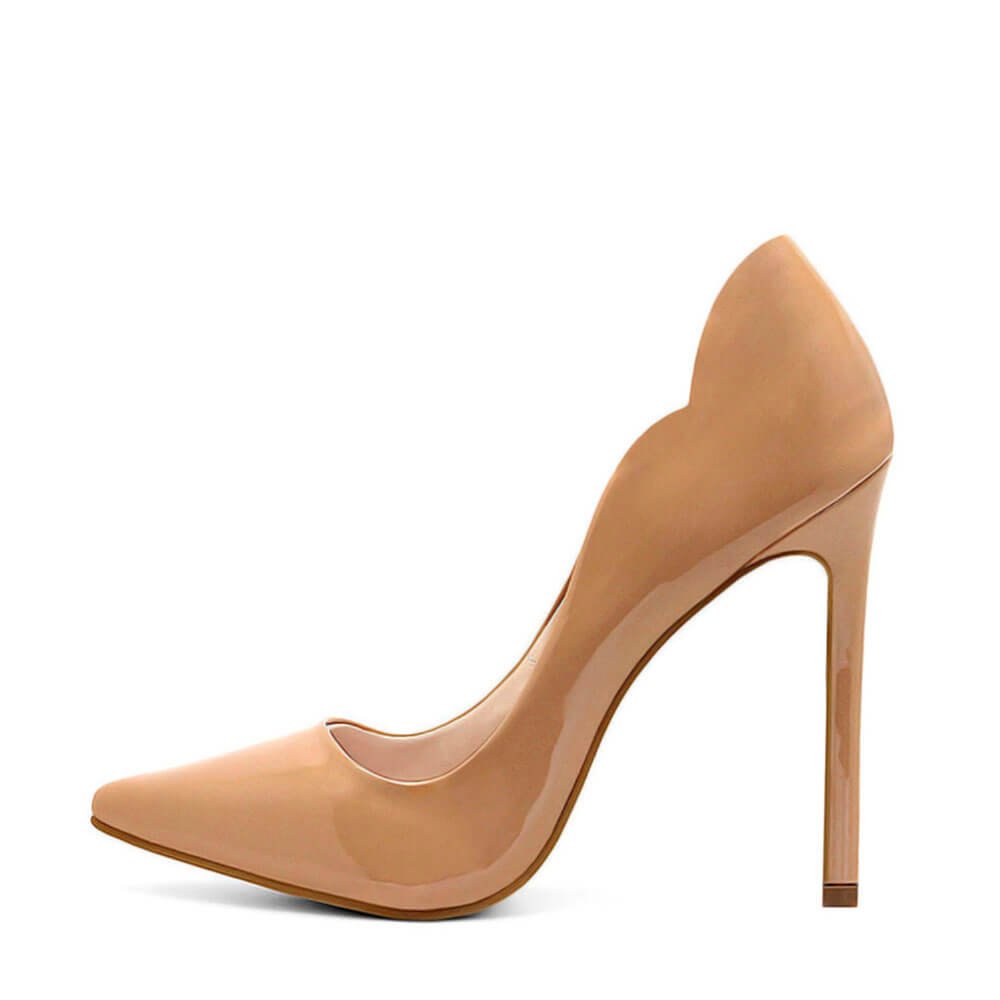 Scarpin Royalz Verniz Salto Alto Fino Celine Curvas Nude Escuro Bege 3