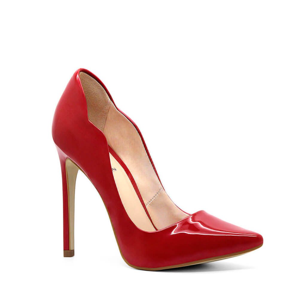 Scarpin Royalz Verniz Salto Alto Fino Celine Curvas Vermelho Vermelho 3