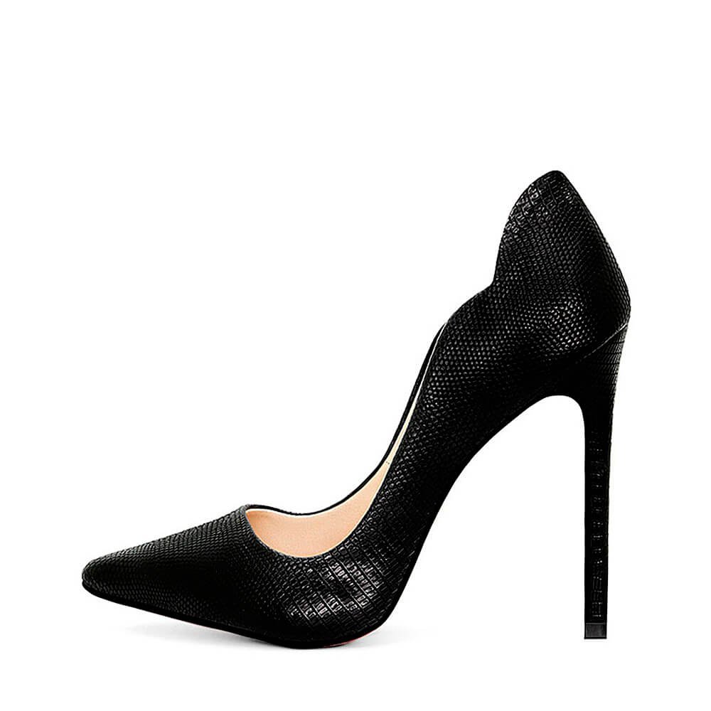 Scarpin Royalz Cobra Sola Vermelha Salto Alto Fino Celine Curvas Preto Preto 3
