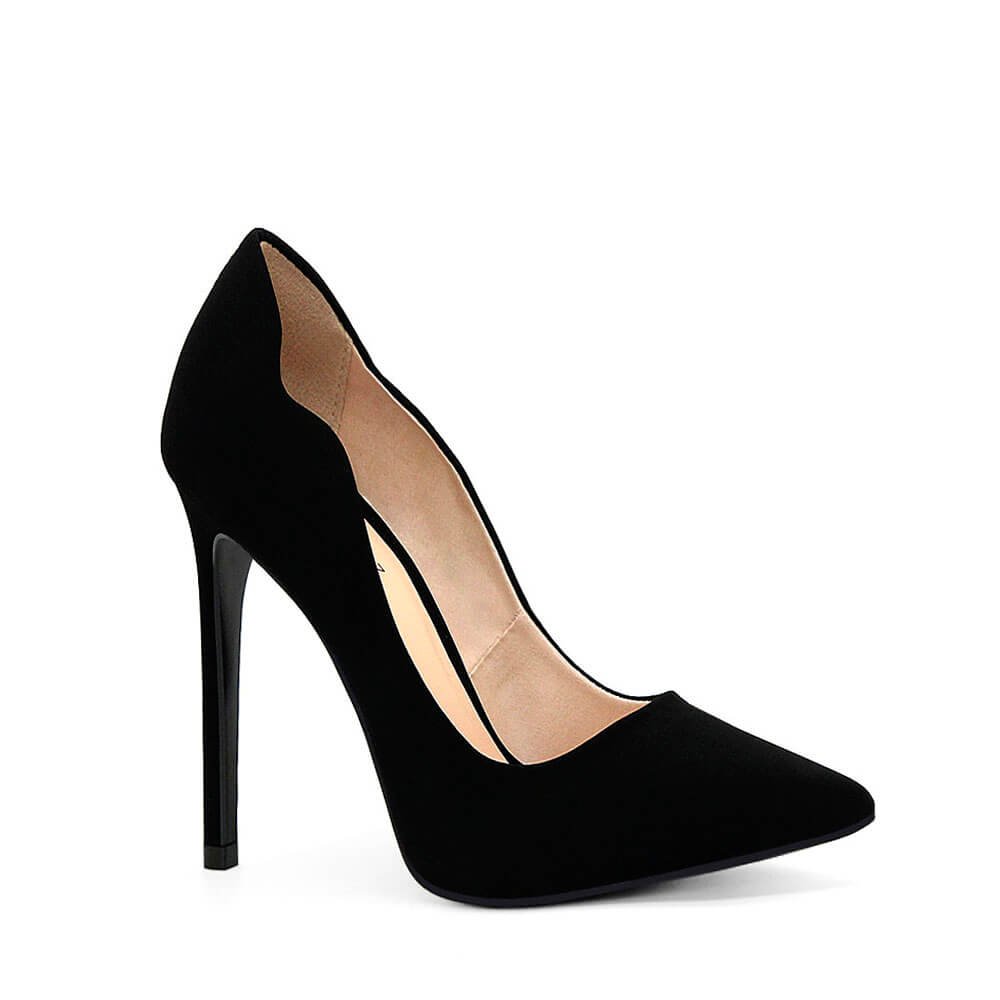 Scarpin Royalz Nobuck Salto Alto Fino Celine Curvas Preto Preto 2